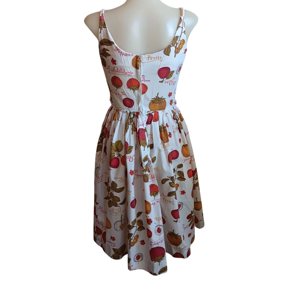 1OF1 sz 6 MCM Vintage 1960's French Fruit Pattern Summer Dress Sleeveless - Image 4 of 4