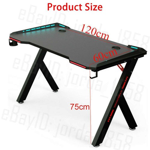 Gaming Desk Computer Home Office Writing Racer Carbon Fiber Table with RGB LED - Picture 7 of 12
