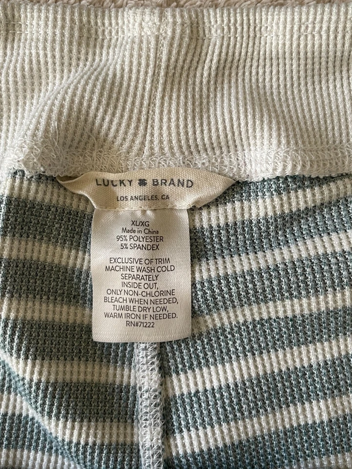 Lucky Brand Stretchy GREEN Striped Pajama Set Size XL Christmas Holiday - Image 3 of 4