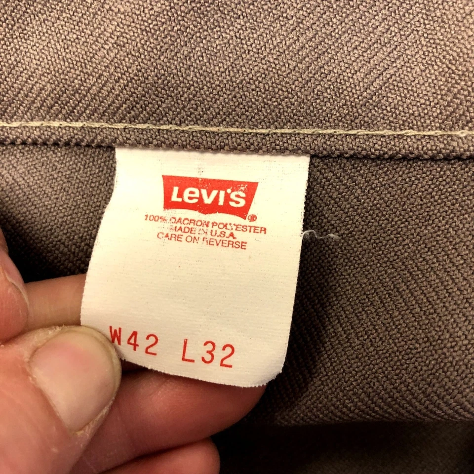 De Colección Años 70 80 Levis EE. UU. Gris Poliéster Pantalones DISCO MoD Retro OCIO Pantalones 42 Foto 3 de 4