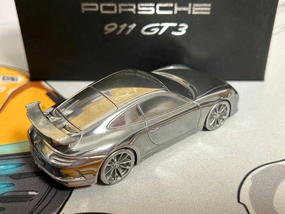 1/43 Scale Porsche 911 992 GT3 - Paperweight--Aluminum Chrome - Image 3 of 4