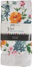 Set of 3 Same Kitchen Printed Terry Towels 16"x26" COLORFUL FLOWERS, AM