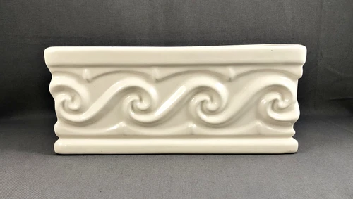 Haeger Pottery Scroll Pattern Cream Rectangular Planter Box 10 ¾” Long