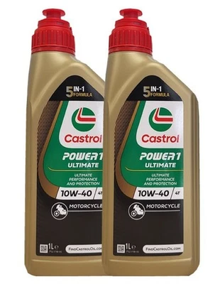 Castrol 10W40 Power1 ULTIMATE Öl 4T Motorradöl MA-2 API SN Motoröl 2x 1Liter - Bild 1 von 4