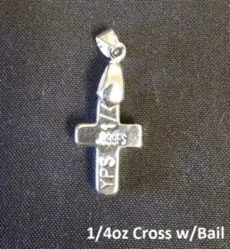 1/4 oz Cross w/Bail 999+ Fine Silver Bullion Bar Yeager's Poured Silver - YPS