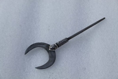 Mughal persian half moon silver damascened wootz steel hunting archery arrowhead