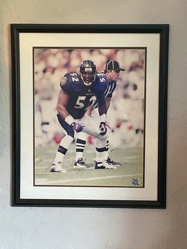 Ray Lewis Autographed 8x10 Photo Custom Framed Ravens Signed COA