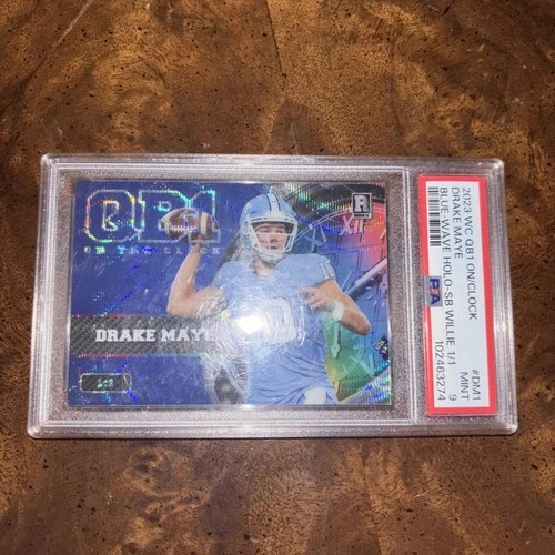 Drake Maye RC 1/1  PSA 9  Wild Card On The Clock Blue Wave Steamboat Willie 1/1