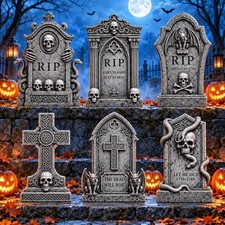 Graveyard Halloween Tombstones Decorations Outdoor: 6 Pcs Large Tombstone Hal...