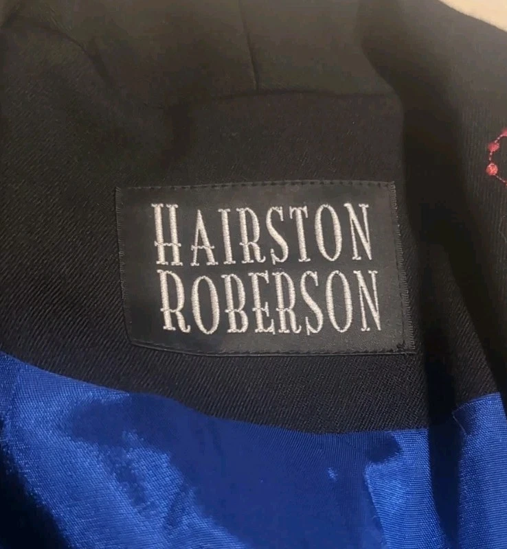 Chaqueta Blazer De Colección Hairston Roberson Talla 8 Floral 100% Lana Suroeste Negra Foto 3 de 4