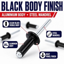 Black Pop Rivets Aluminium Steel Mandrel Dome Head Blind Rivets 2.4 3.2 4 4.8mm