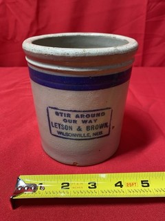 Letson & Brown Wilsonville Nebraska Red Wing Beater Jar Stoneware RARE
