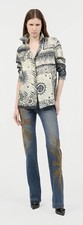 Roberto Cavalli 44 US 8 Blue Jeans Gold Snake Serpent Skinny Blu Scuro Italy NWT