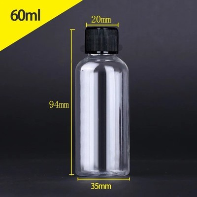 5 Stück 5/10/20/30/50/60/100/120/250 ml klare Kunststoffdichtung Flaschen mit Schraubverschluss Po