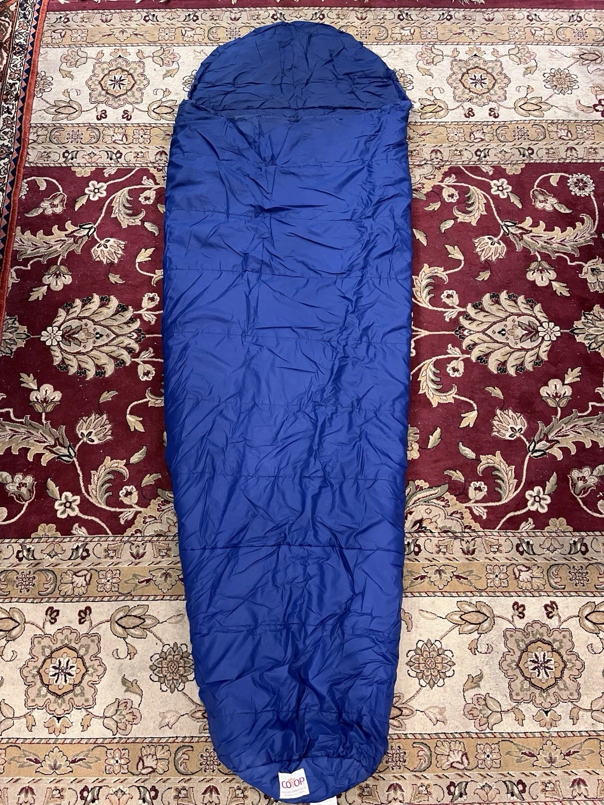 Vintage 1980s Co-Op Associated Cooperatives Down Sleeping Bag Mummy Blue 91"