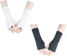 Arm Warmers Women Winter Long Fingerless Gloves Knitted Wrist Warmers with Thumb
