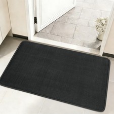 1-Pack Front Door Mat, 35x24" Linen Indoor Outdoor Doormat Black 