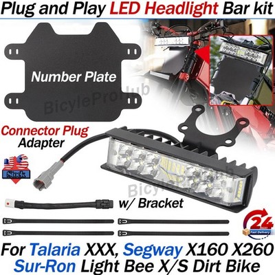 LED Headlight w/ Number Plate For Sur-Ron Light Bee Talaria XXX Segway X260 PNP