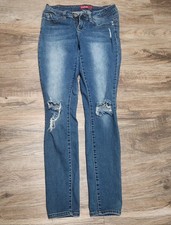 YMI WannaBettaButt Faded Distressed Skinny Jeans Mid Rise Juniors Size 9