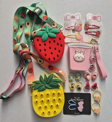 The Strawberry/Pineapple Schultertasche Haarschmuck Clips | Geschenkset für Mädchen