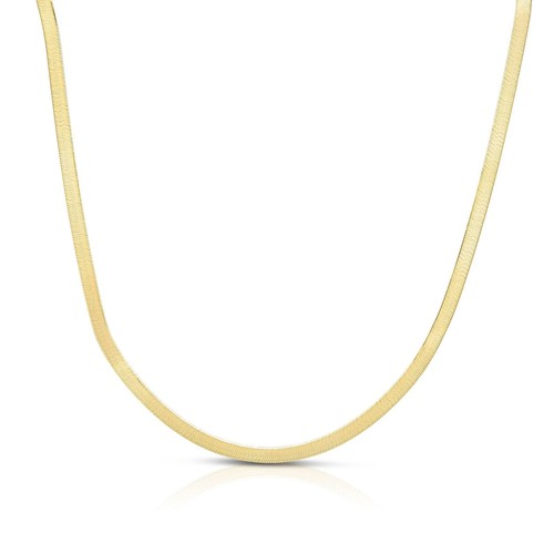 Floreo 14k Gelbgold 3mm Massiv Fischgrät Kette Halskette und Armband Set - Bild 7 von 8