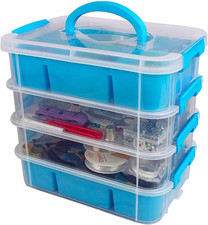 Multi-Compartment Stackable Craft Storage Box with Dividers - Plastic Nail Polis