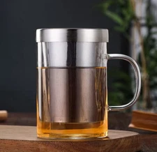 Glass tea cup with infuser and lid (500ml)