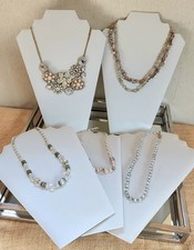    White Leatherette 12.5" Tall Necklace Jewelry Easel Displays - Set of 5
