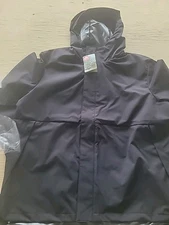 Ozark Trail Rain Jacket Men's Size large Black Waterproof Hooded Lined Pockets