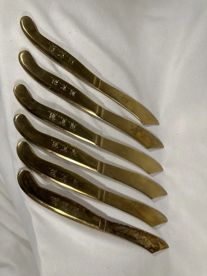 Cuchillo de latón vintage MCM 1960 Orelium hecho en Japón pan mantequilla Foto 2 de 4