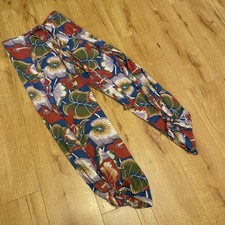 VTG Pants Tie Front Floral Beachy Bright Colorful Surfer S/M Hawaii Adjustable