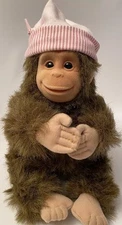 Chimp Plush Stuffed Animal Brown Baby Monkey w/ Pink Cap 10” Zoo Ape Hosung 1994