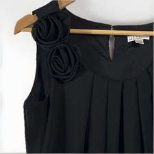 En Focus Studio Dress Sz 8 Little Black Dress Roses Bubble Hem Feminine Elegant