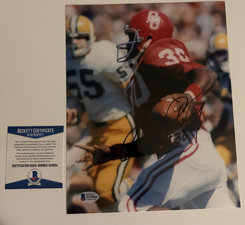 Greg Pruitt Oklahoma Sooners #30 Autographed 8x10 Beckett COA 