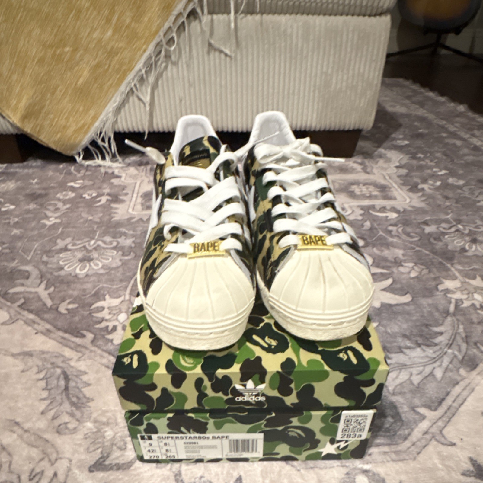 adidas x BAPE Superstar 80s ABC Camo Men's Green Leather Sneakers GZ8981 thumbnail 2