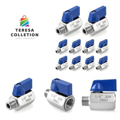Mini Ball Valve, 10 Pack 1/4'' NPT Thread Female and Male 304 Stainless Steel ...