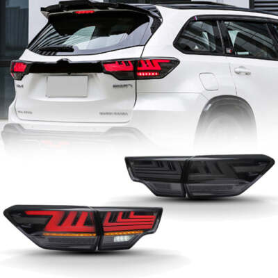 LED Taillights For 2TH Gen Toyota Highlander 2014-2019 Smoke Rear Brake Lamp Set