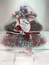 Jewelry Made By Me DIY Bead Kit "HOLIDAY" in Christmas Tree-shaped Plastic Case