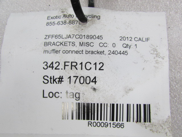 Ferrari California, Muffler Connect Bracket, Used, P/N 240445