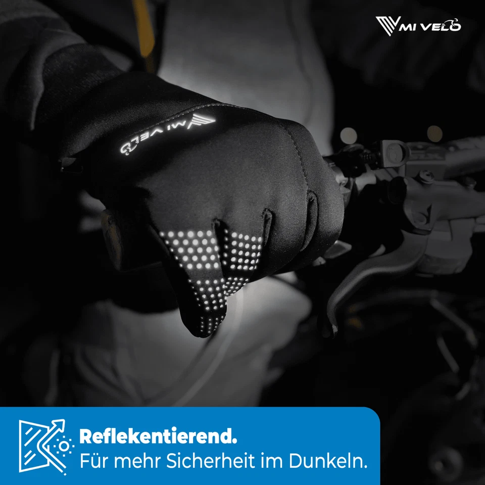 MIVELO Fahrradhandschuhe Winter Handschuhe wasserfest winddicht schwarz - Bild 3 von 4
