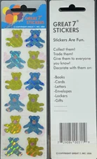 12 packages of Prismatic Teddy Bear Stickers, "Great 7" Sticker Designs, PPZ6102