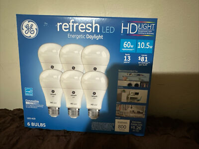 GE Refresh High Definition LED Daylight Bulb 60W/10.5W Pack of 6