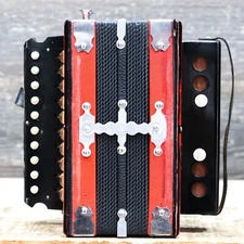 Gagné & Frère 2-Bass 10-Treble Button "D" Red & Black Diatonic Accordion w/Case