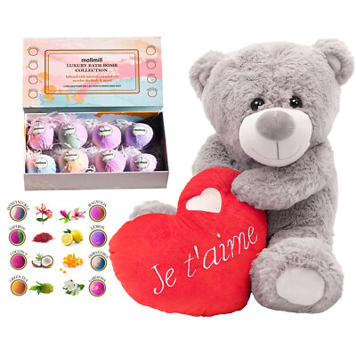 MUTTERTAG VALENTINSTAG GESCHENKSET LUXUS BADEBOMBEN + JE T'AIME BÄR VEGAN SET