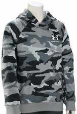 Under Armour Boy's Rival Printed Pullover Hoody - Mod Grey / White - New