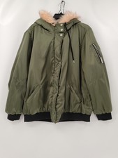 Ashley Strewart Coat Womens Size 18/20 Color Green Hooded Zipfront Pockets Fur