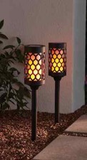 Members Mark 20 lumen Solar Torch Light Die-cast Aluminum and Glass 2 Pack