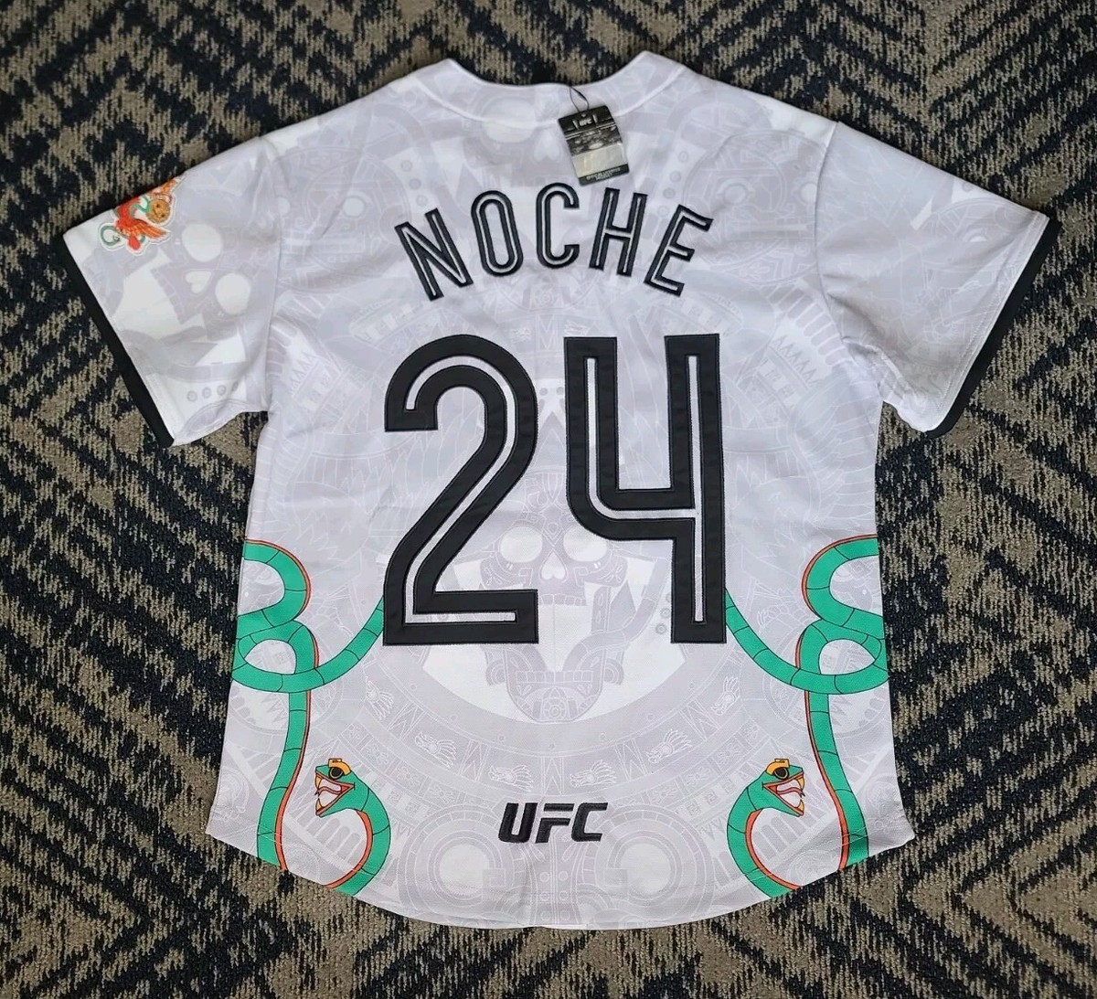 NEW Men's Size L UFC Noche Baseball Jersey White Mexico Snake