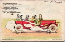 1910s AUTOMOBILE Comic Postcard "Percy Bought a Big Red Devil" Autotaph Series 6
