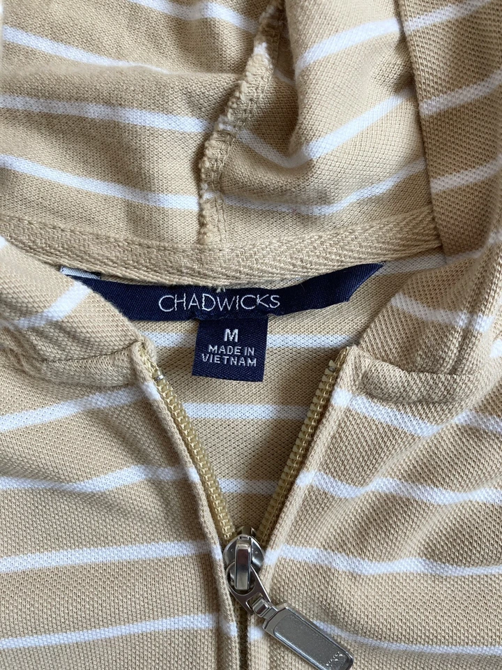 Chadwicks 全拉链连帽衫女式 M 码条纹长袖棕褐色 — 第 4/4 张图片